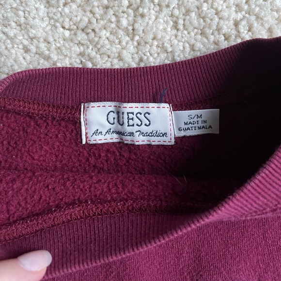 Vintage GUESS Embroidered Burgundy Crewneck S/M - Picture 6 of 7